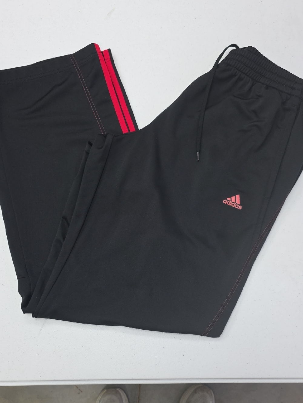adidas Black Joggers with Red Stripe and Logo